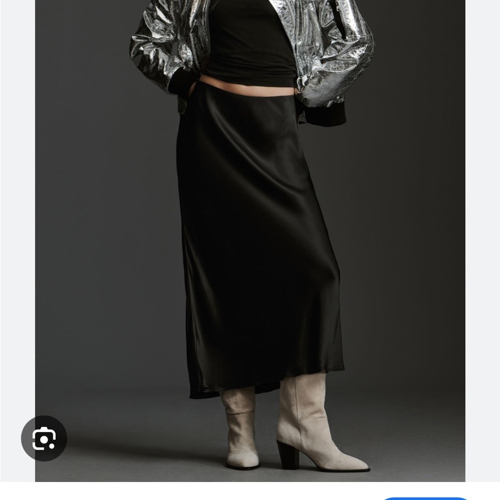 Anthropologie black silk skirt